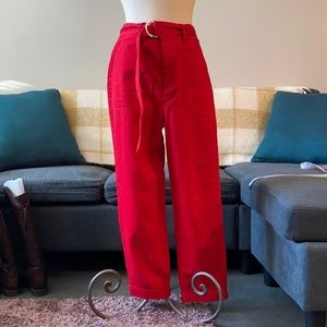 Red high waist cargo pants Forever 21 MEDIUM